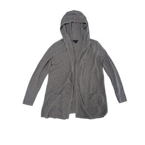 Westbound Cardigan Womens S Gray Knit Hood Pockets Long Sleeve 100% Cotton